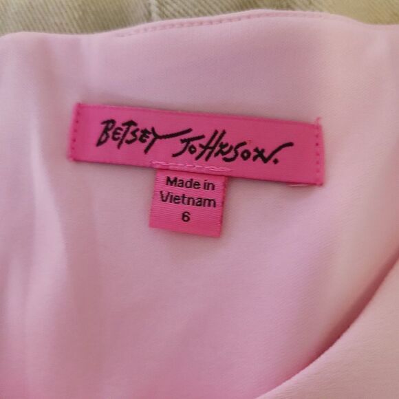 Betsey Johnson Dress 6 Pink Green Black Colorblock Sleeveless Knee Length Shift - Picture 5 of 7